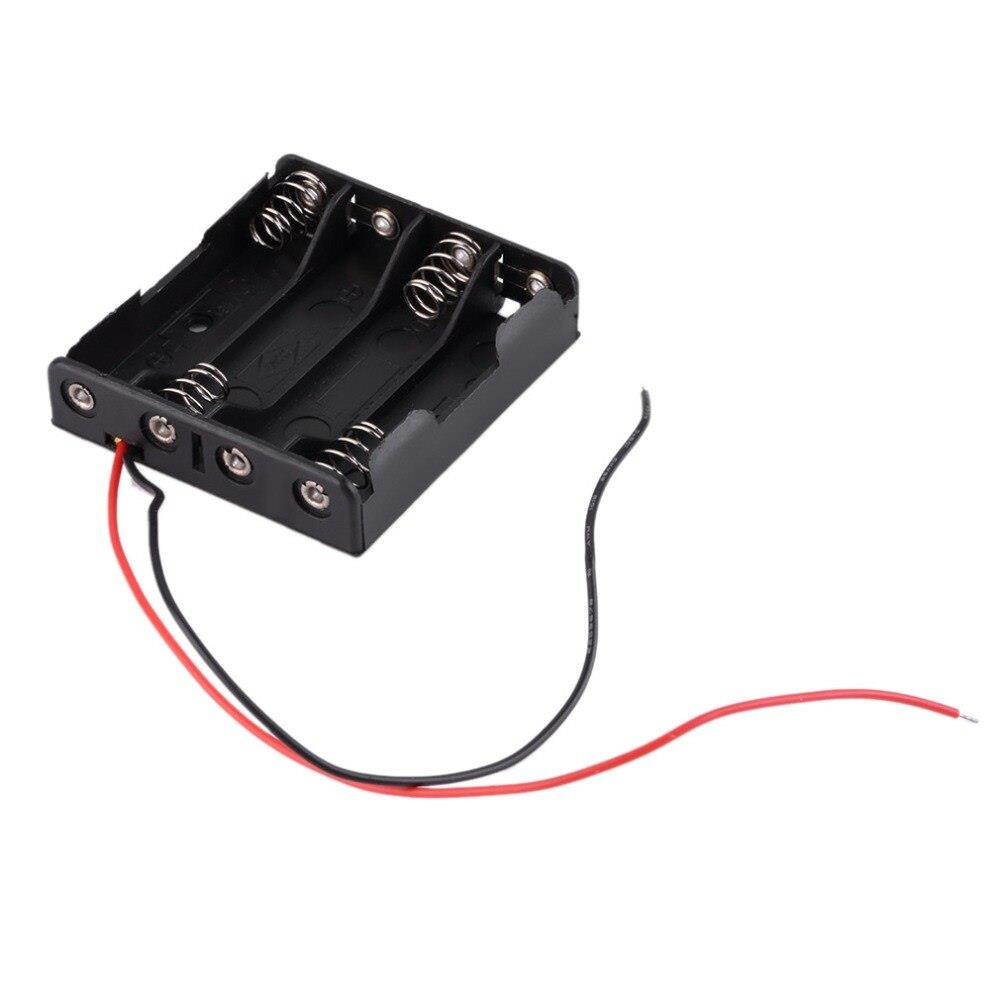 5pcs Black 3A Plastic Battery Storage Cover Case Box Holder for 4 x AAA 4-AAA Batteries with 6'' Cable Lead Soldering Connecting