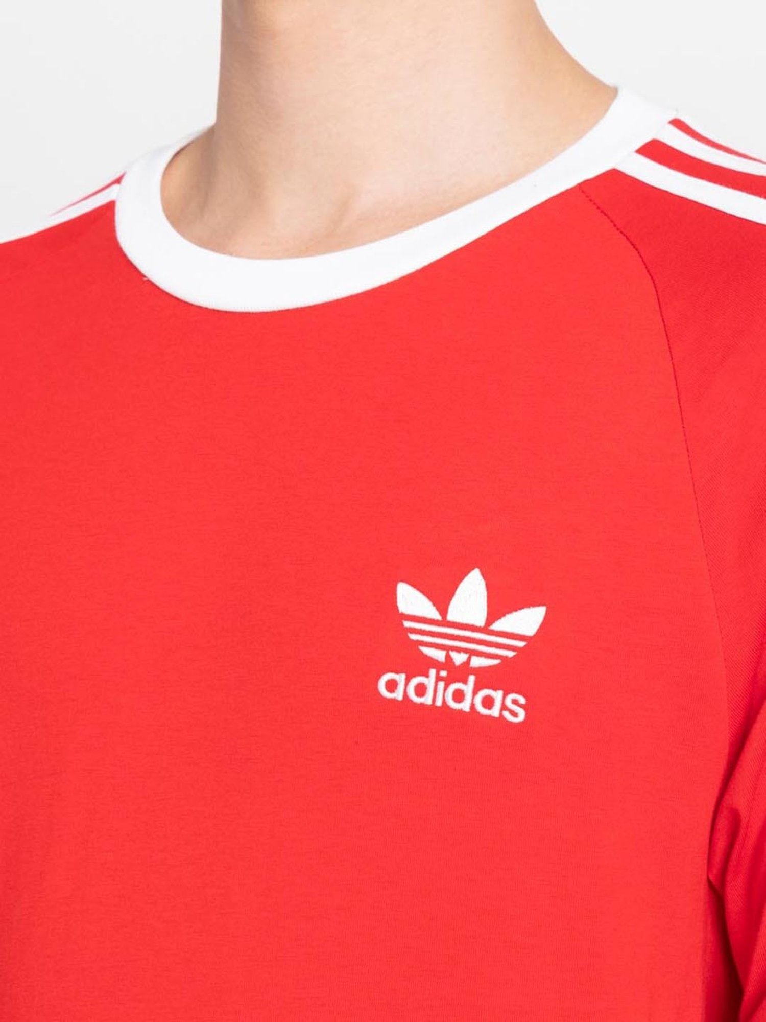 Adidas Originals Red Regular Fit Striped T-Shirt