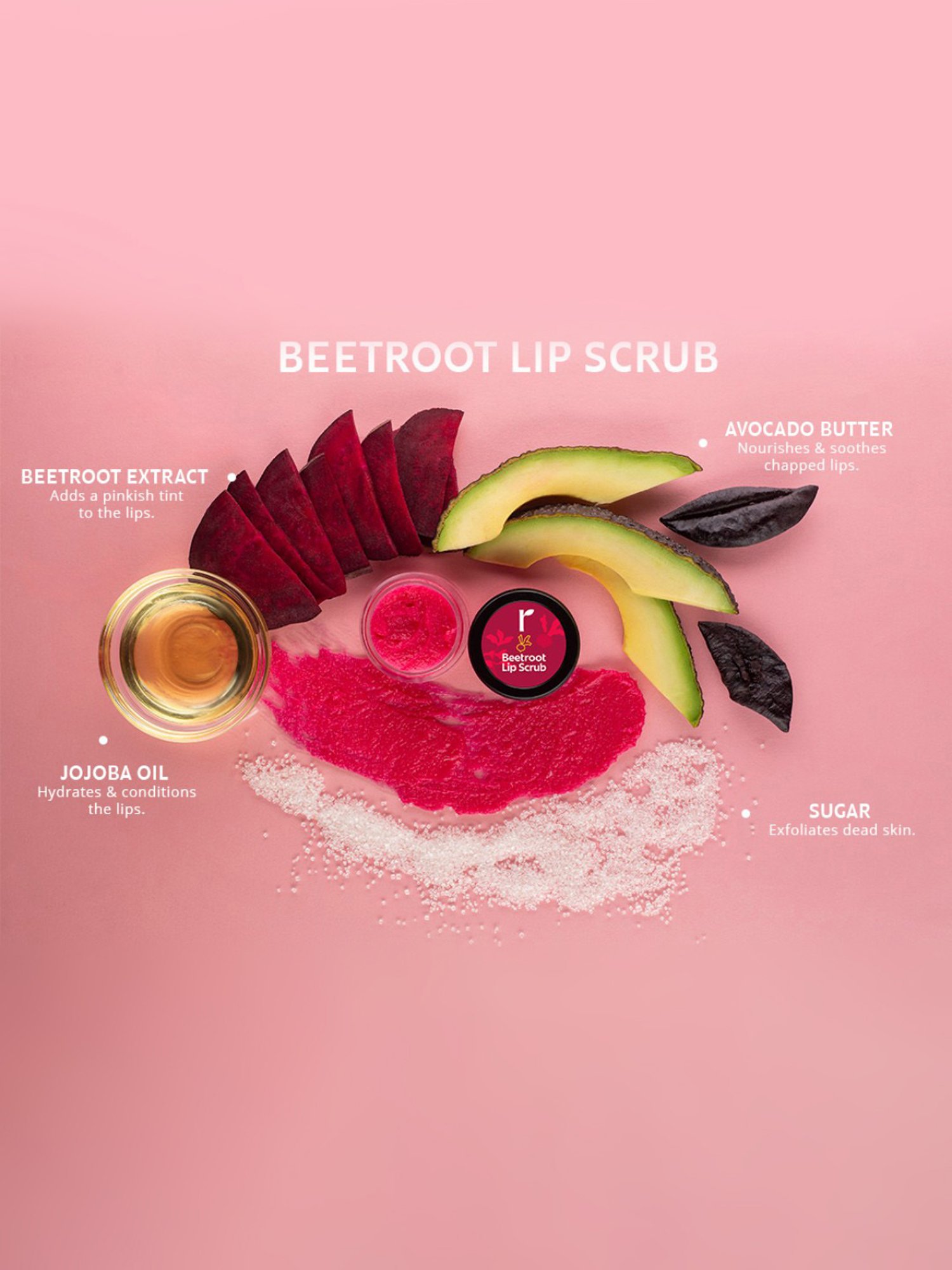 ENN Sugar Rush Nourishing Lip Scrub with Pomegranate & Vitamin E - 6 gm