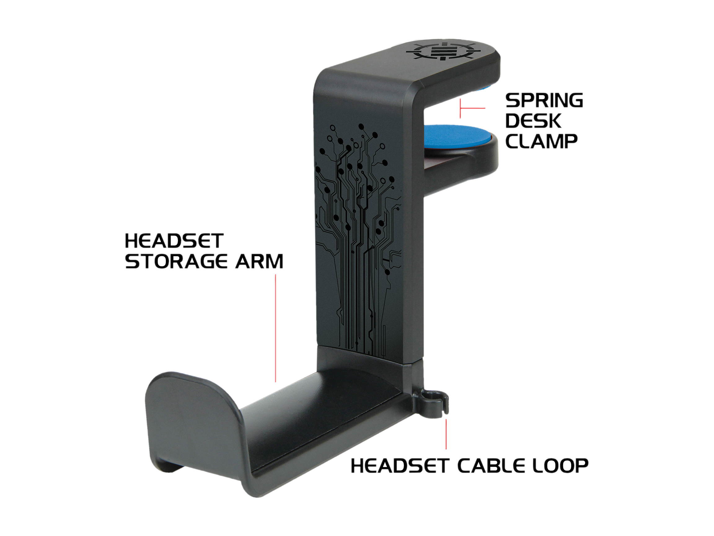Enhance Desk Gaming Headset Holder with Clamp On Under Desk Design & Cable Clip