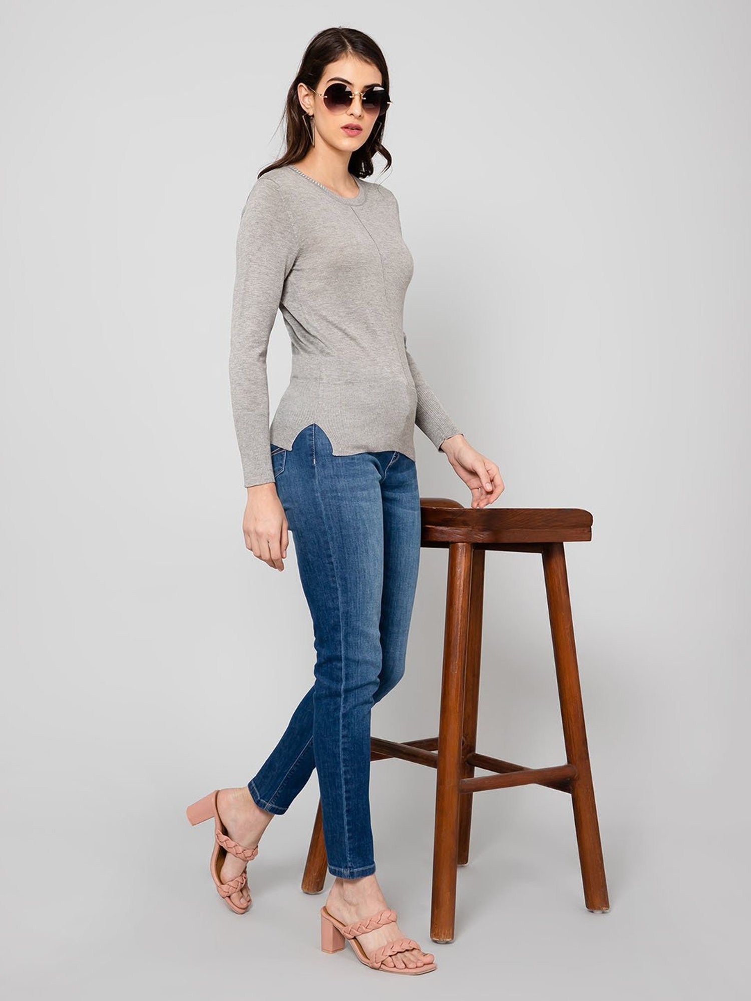 Crozo By Cantabil Grey Wool Pullover