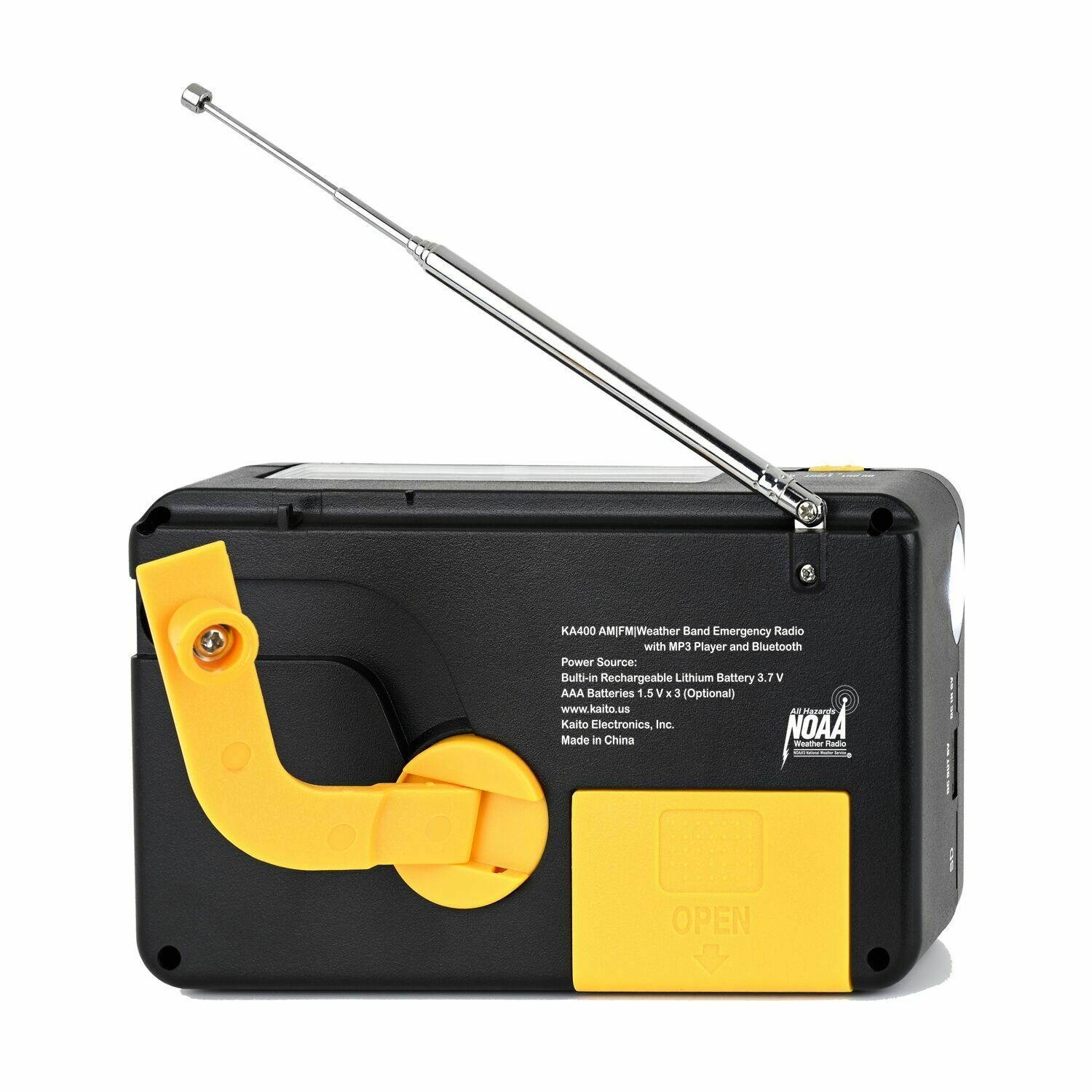 Kaito KA400 Emergency AM FM NOAA Weather Alert Radio with Solar Bluetooth MP3
