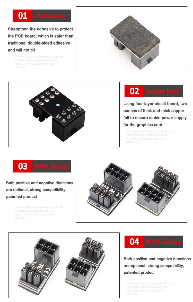 6Pin Graphics Card Power Connector (180&deg; Turning),Computer Cables Graphics Card Power Supply Connector 6PIN Adapter 180&deg; Turning (2 PACK )