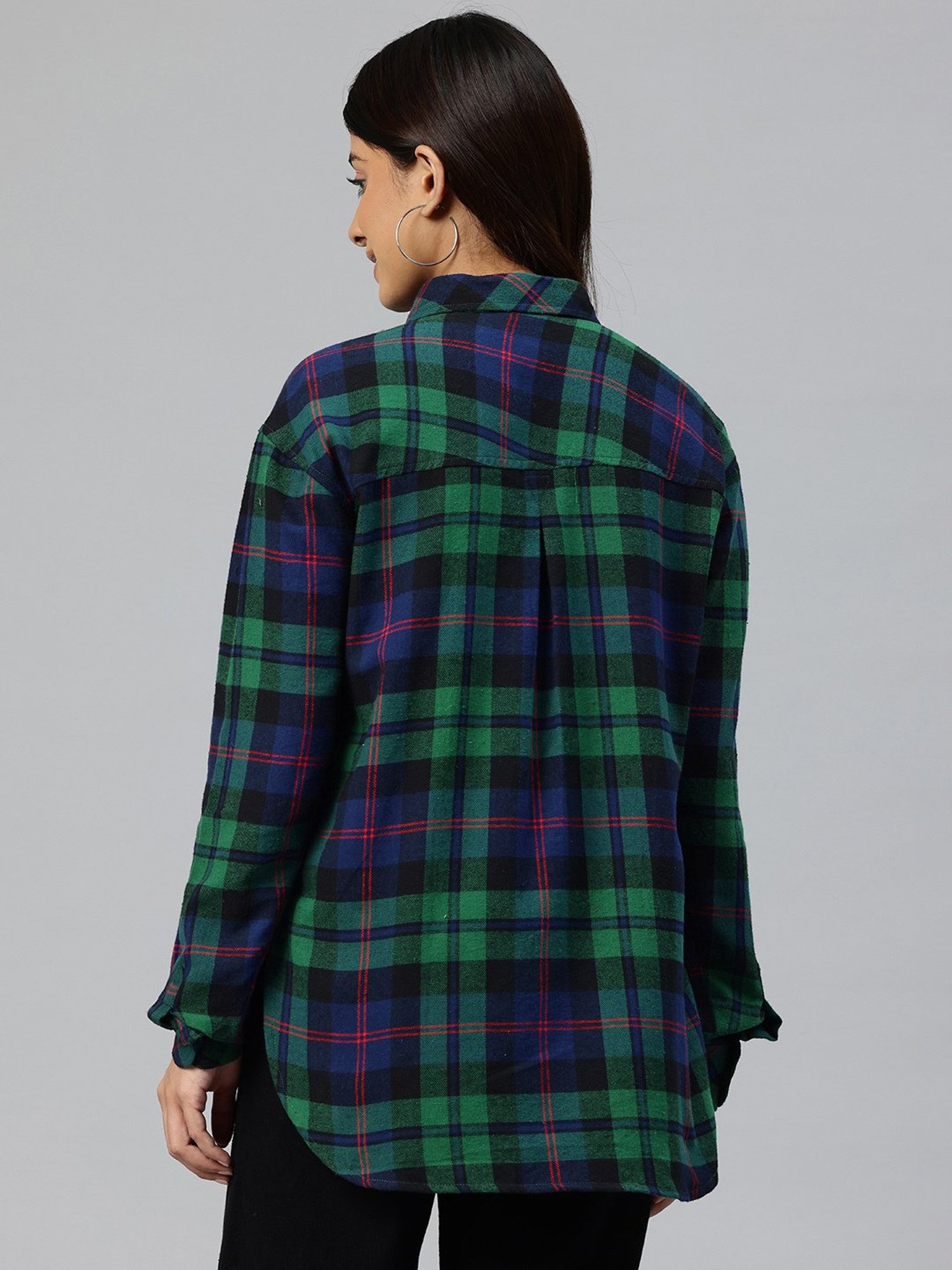 One Femme Green Check Shirt