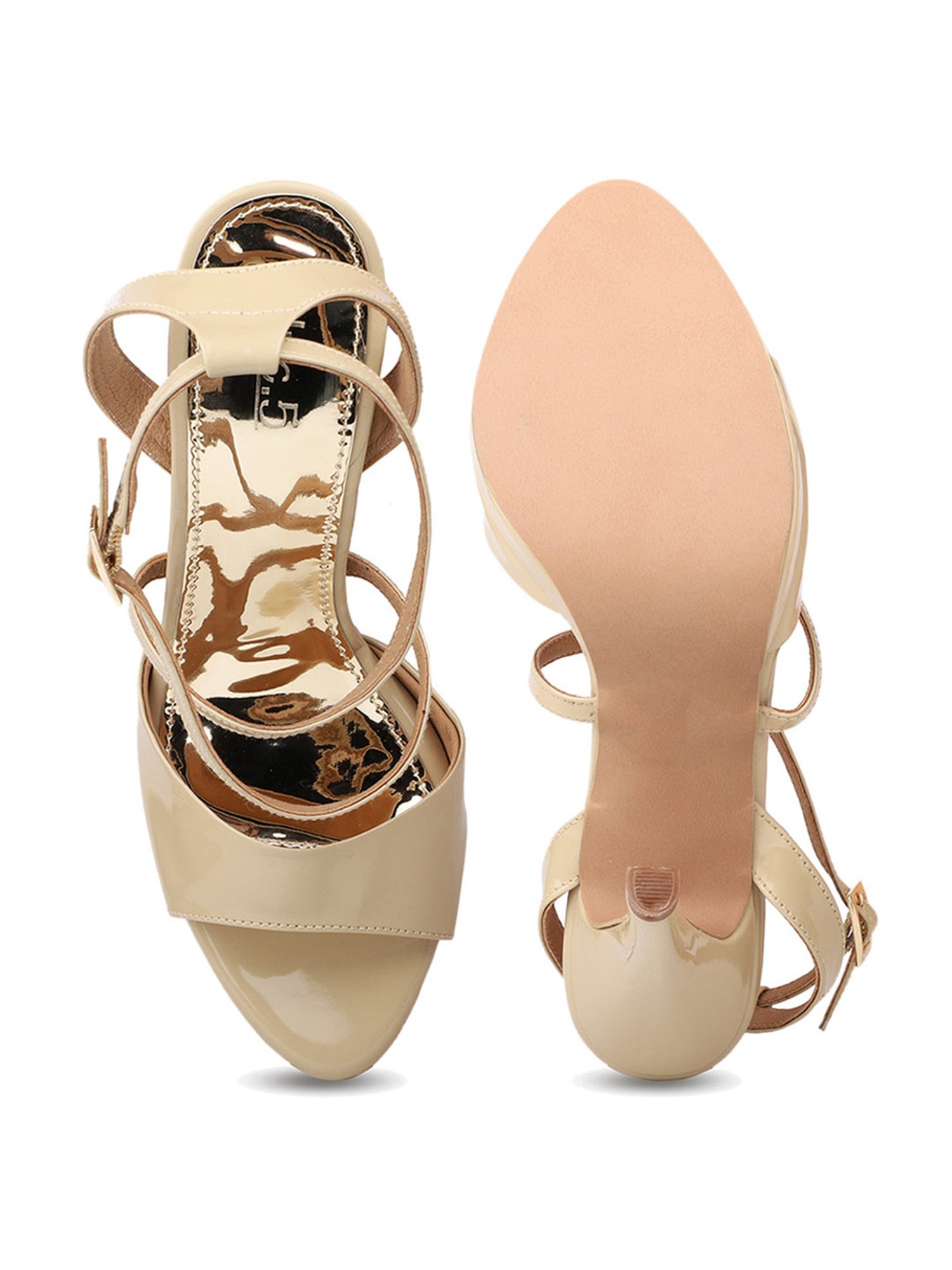 Inc.5 Women's Beige Ankle Strap Stilettos