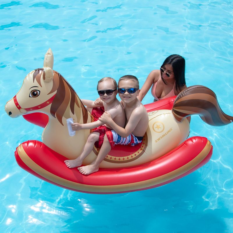 Swimline 86" Brown and Red Hobby Horse Rocker Inflatable Swimming Pool Ride-On Float