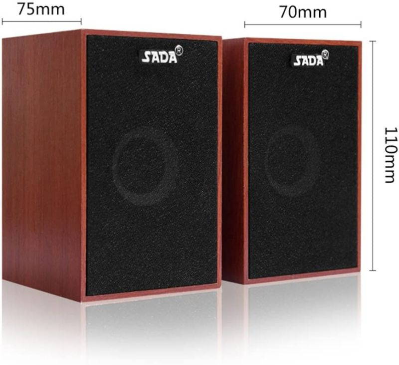 Docooler USB Wired Wooden Combination Speakers Computer Speakers Bass Stereo Music Player Subwoofer Sound Box for Desktop Laptop Notebook Smart Phone
