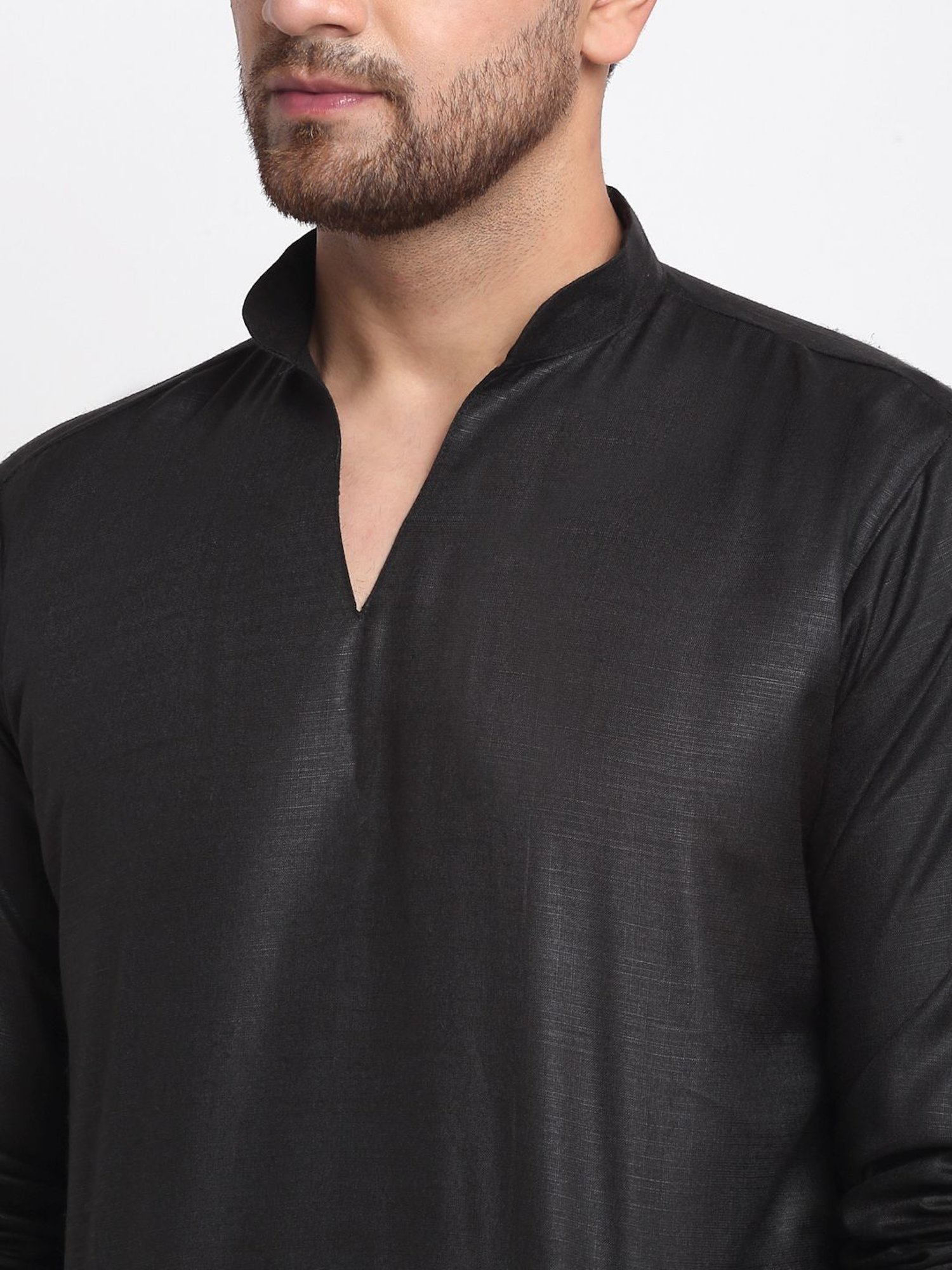 Benstoke Black & White Cotton Regular Fit Kurta Set