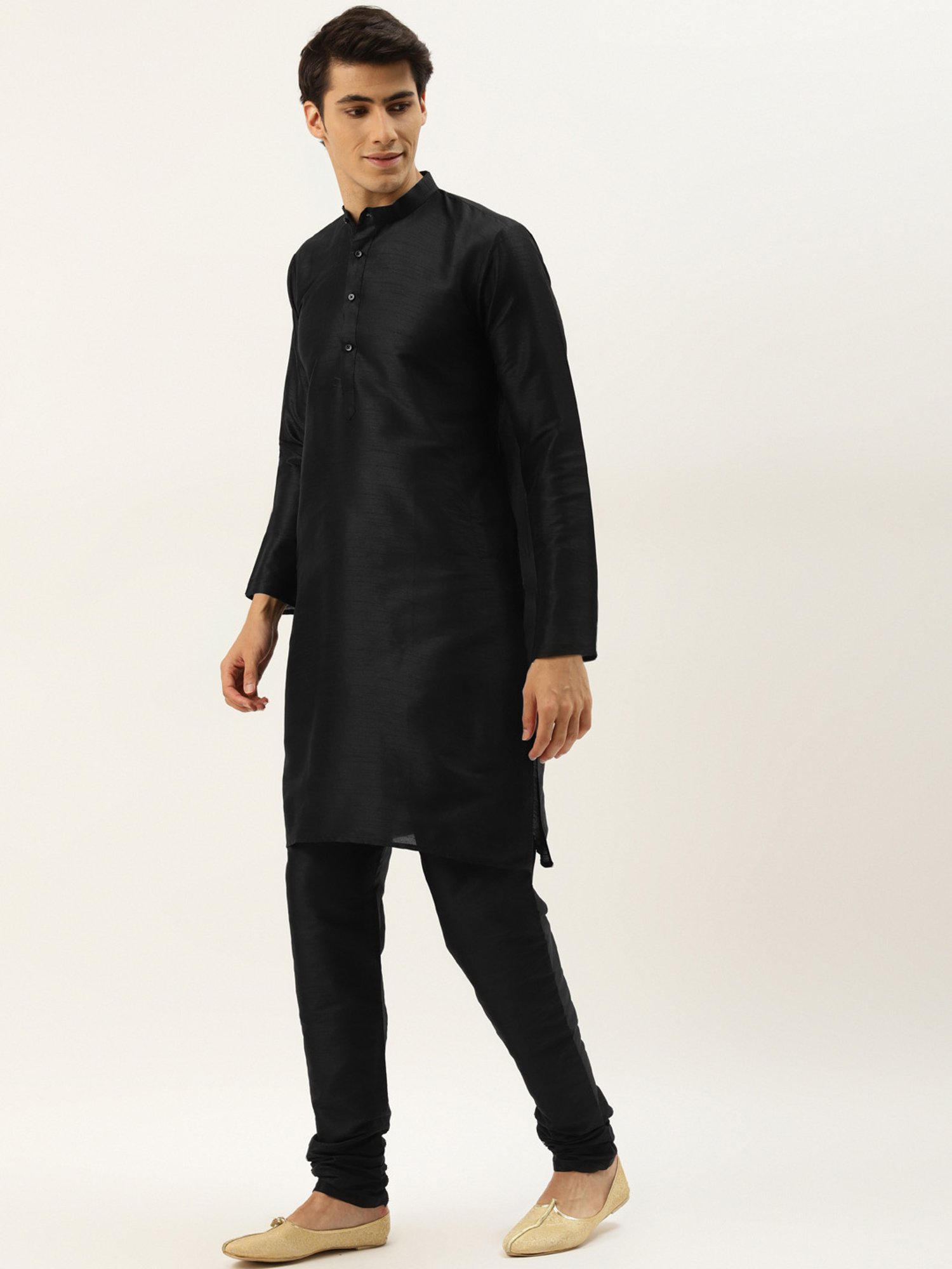 Sojanya Black Regular Fit Printed Kurta Set With Jacket