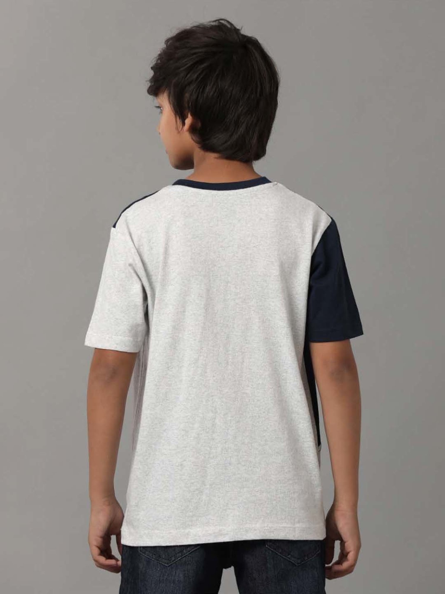 Under Fourteen Only Kids Navy & White Cotton Printed T-Shirt