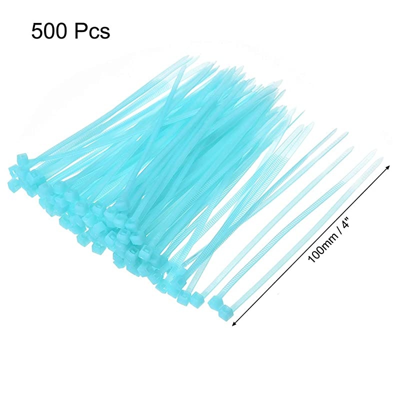 Nylon Cable Ties 4-Inch Self-Locking Zip Ties 0.09-Inch Width Blue 500pcs