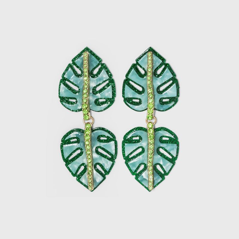 SUGARFIX by BaubleBar Monstera Leaf Drop Earrings - Green