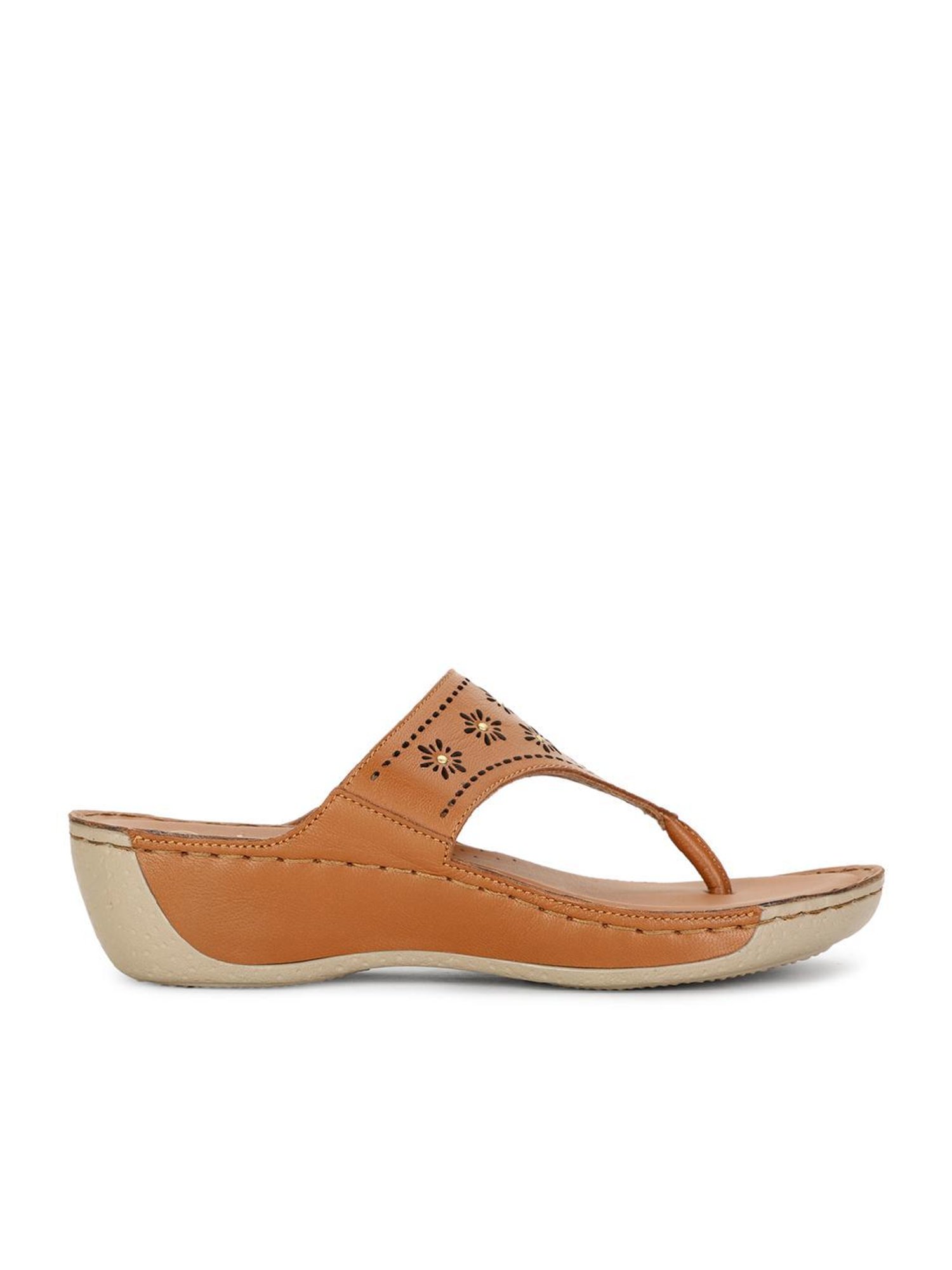 Scholl by Bata Women's Tan Thong Wedges