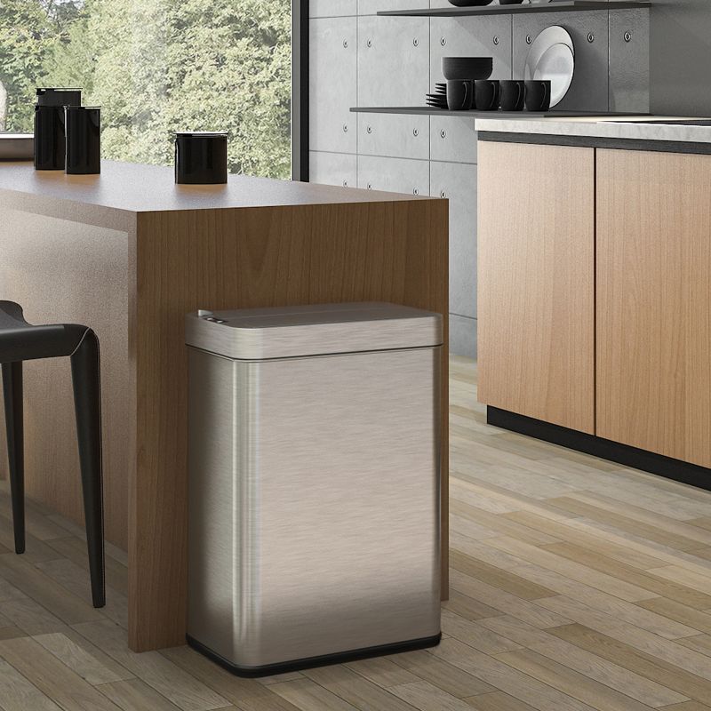 iTouchless Wings Open Lid Kitchen Sensor Trash Can with AbsorbX Odor Filter Rectangular 13 Gallon Silver Stainless Steel