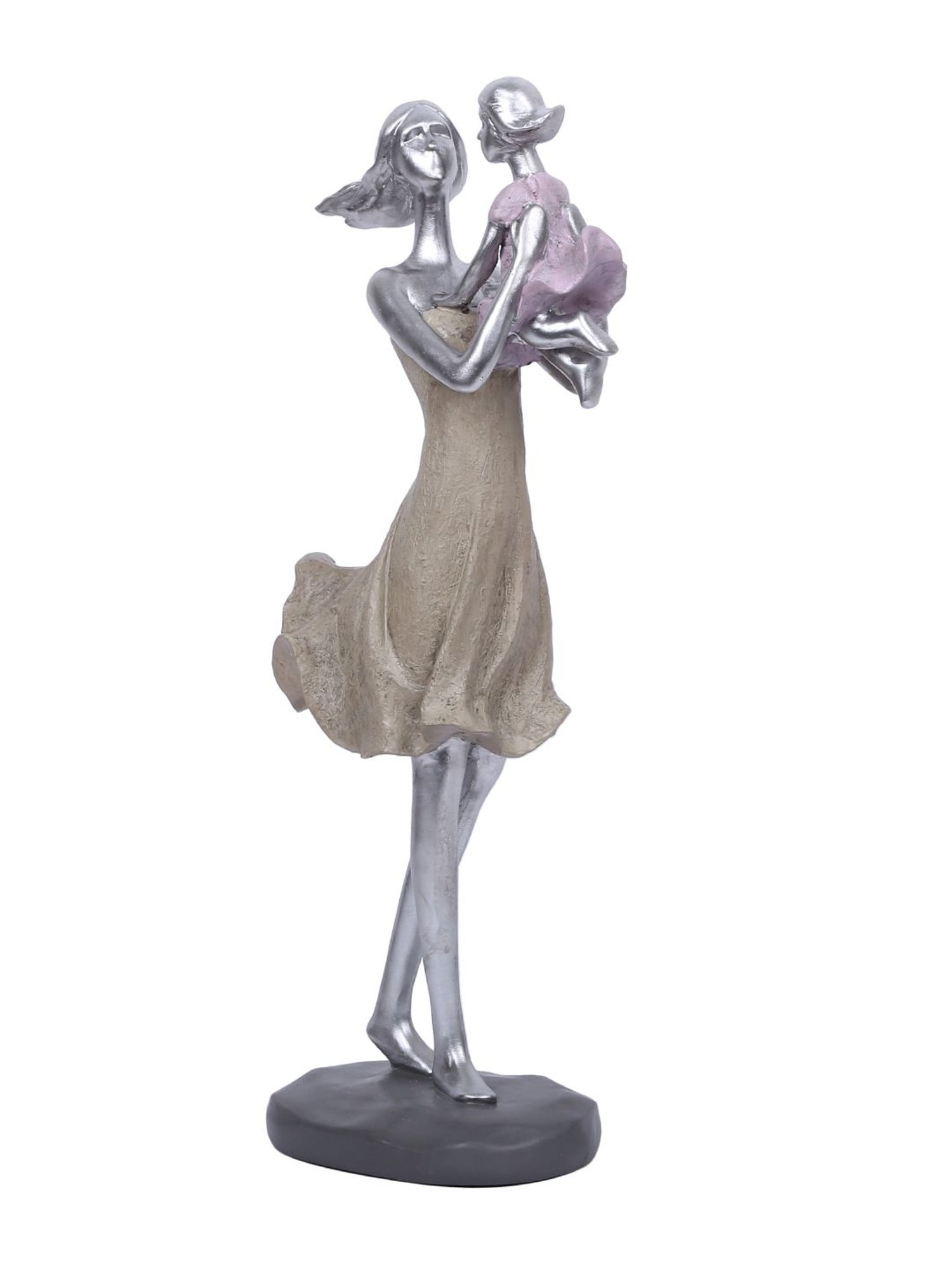 Tayhaa Silver Merry Lady And kid Statue