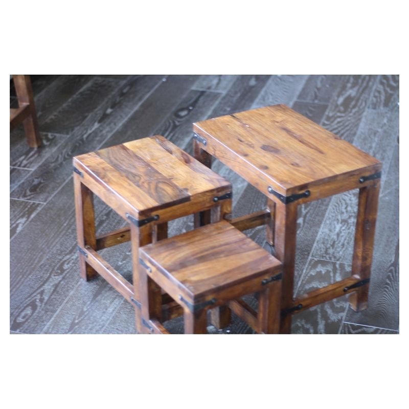 3pc Handcrafted Rustic Nesting Tables Natural - Timbergirl