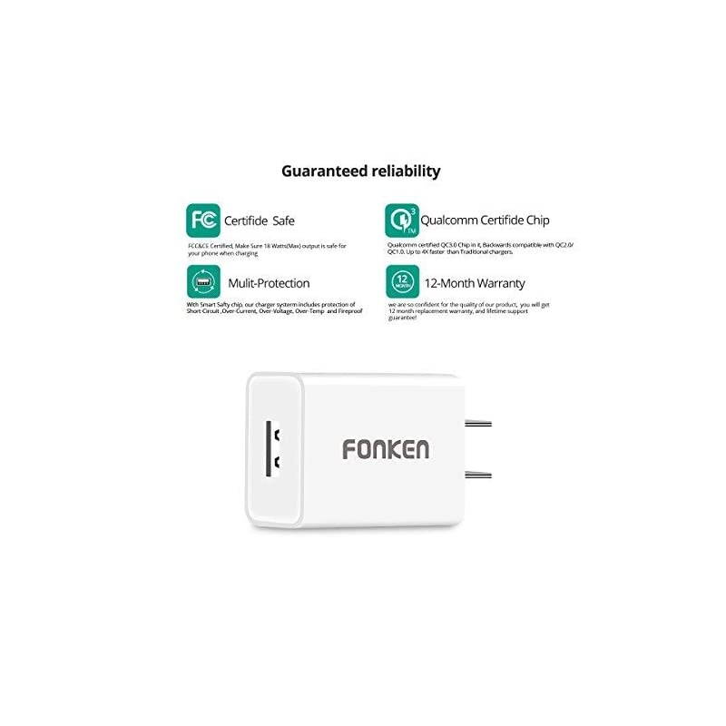 3Pack Quick Charge 30  18W 3Amp USB Wall Charger QC 2030 Adapter Fast Charger Plug Compatible with Samsung Galaxy S7 S6 Note 54 LG G5 V10 Nexus 6HTC10 White