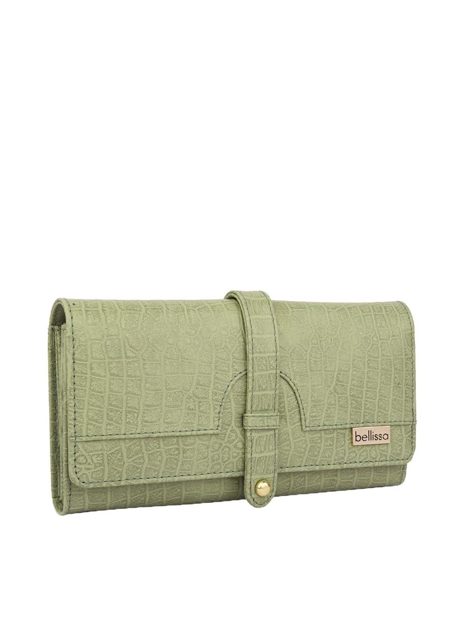 Bellissa Light Green Textured Bi-Fold Wallet for Women