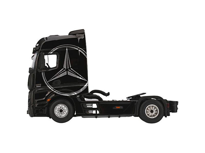 Mercedes Benz Actros Truck Tractor Black with Silver Mercedes Logo 1/64 Diecast Model by True Scale Miniatures