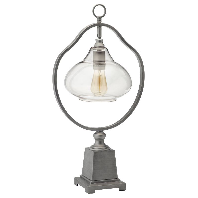 25.25" Belle Glass Contemporary Pewter Table Lamp (Includes Light Bulb) Silver - River of Goods