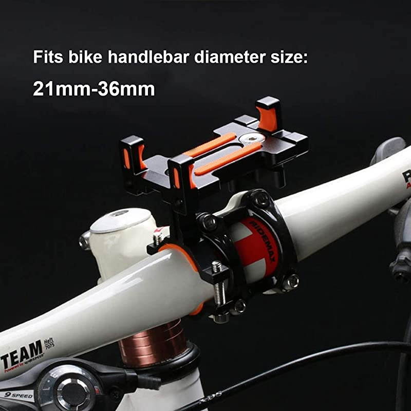 Bike Phone Mount, Aluminum Bicycle Motorcycle Cell Phone Holder 360&deg; Rotation Bike Handlebar Phone Cradle, Compatible with Smartphones Between 7cm-9.5cm Wide