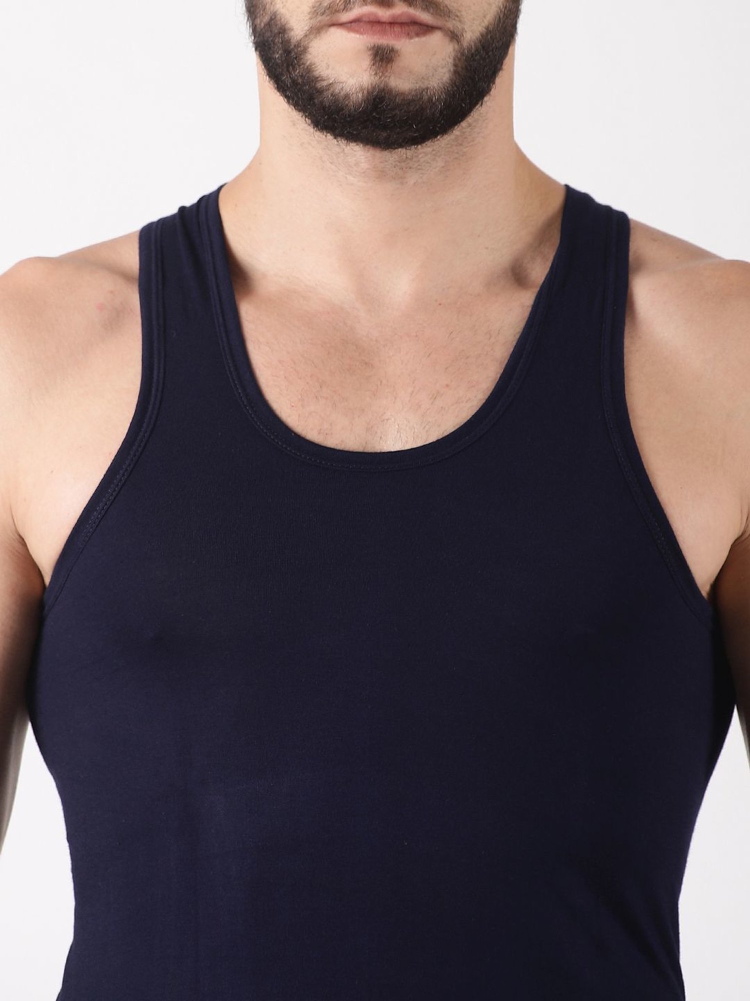 Cantabil Navy Blue Cotton Regular Fit Vest