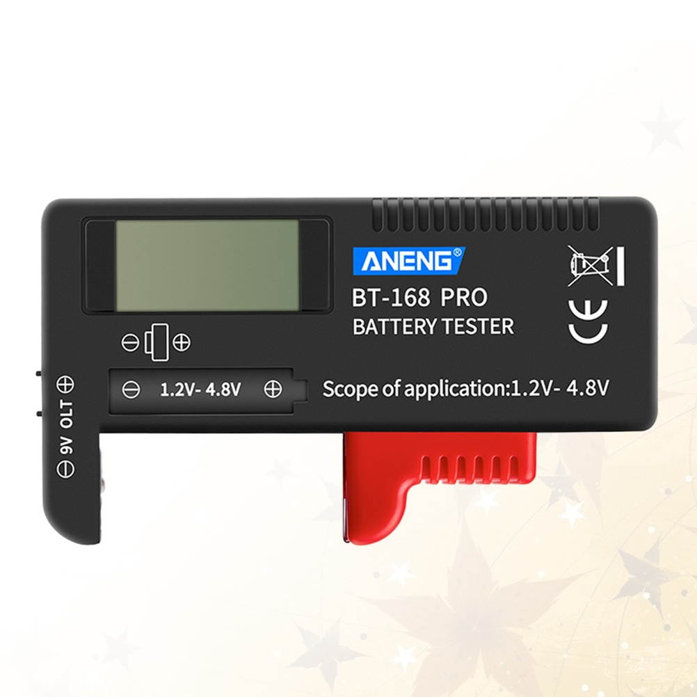 Digital Display Battery Checker Universal 1.2-4.8V Battery Tester for AA AAA C D 18650 Batteries (Black Red)