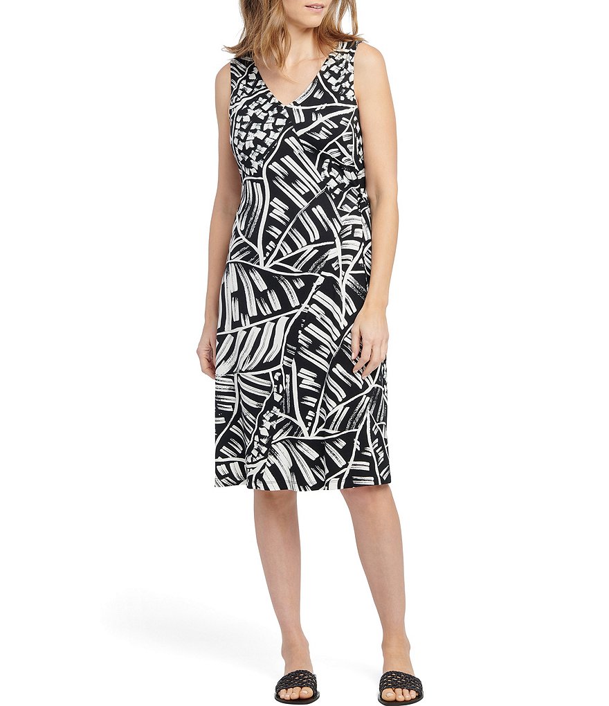 NIC + ZOE Moonlit Palm Sleeveless Stretch Pullover Dress