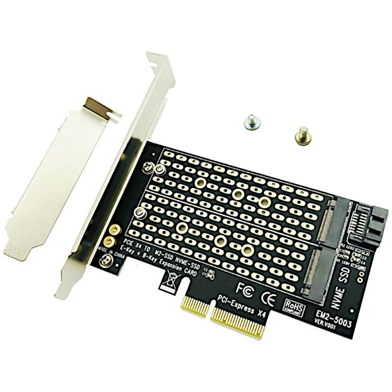 M2 to PCIe NVMe and SATA SSD Dual M Key andor B Key Adapter Card 2242 2260 2280 M2 Drive to Desktop PCI Express x4 x8 x16 Slot Includes Brackets
