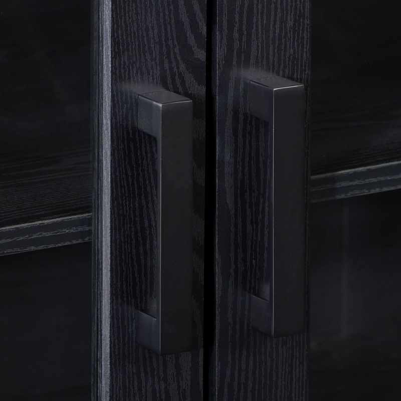 Fremont TV Bench with Glass Cabinets for TVs up to 90" Black - CorLiving