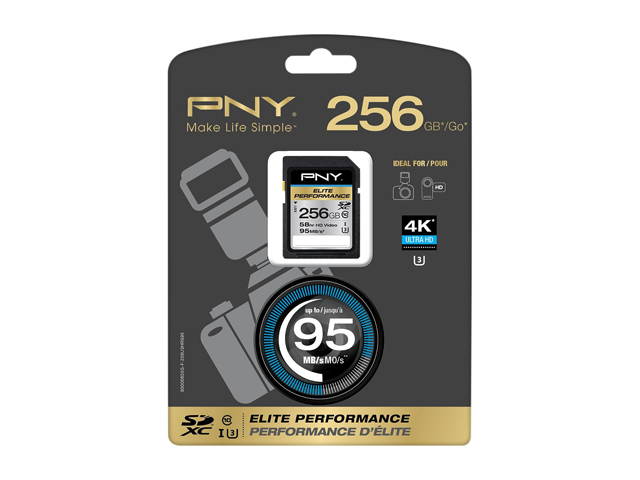 PNY 512GB Elite Performance SDXC UHS-I/U3 Class 10 Memory Card, Speed Up to 95MB/s (P-SDX512U3H-GE)