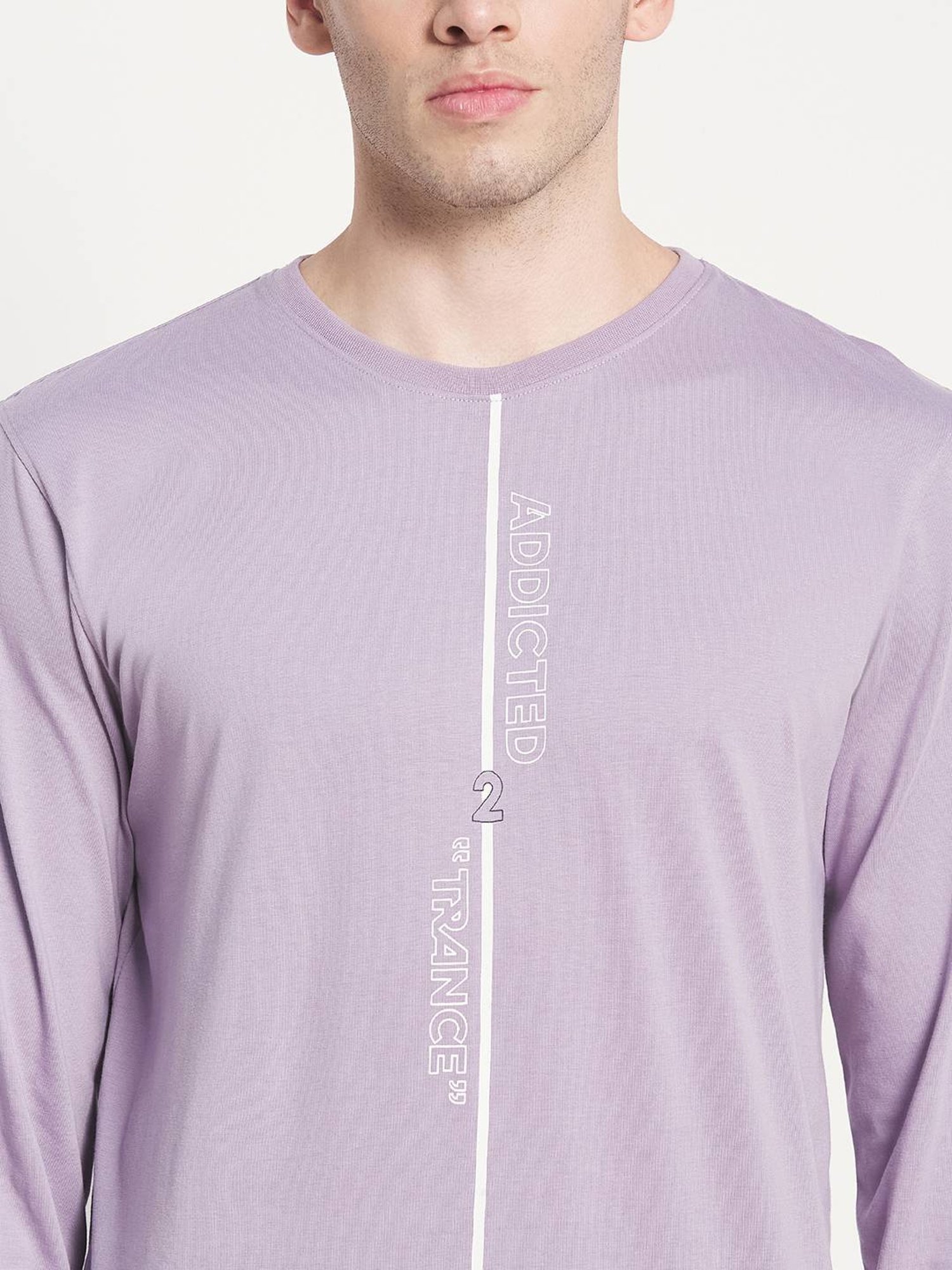 Mettle Purple Cotton Regular Fit Printed T-Shirt