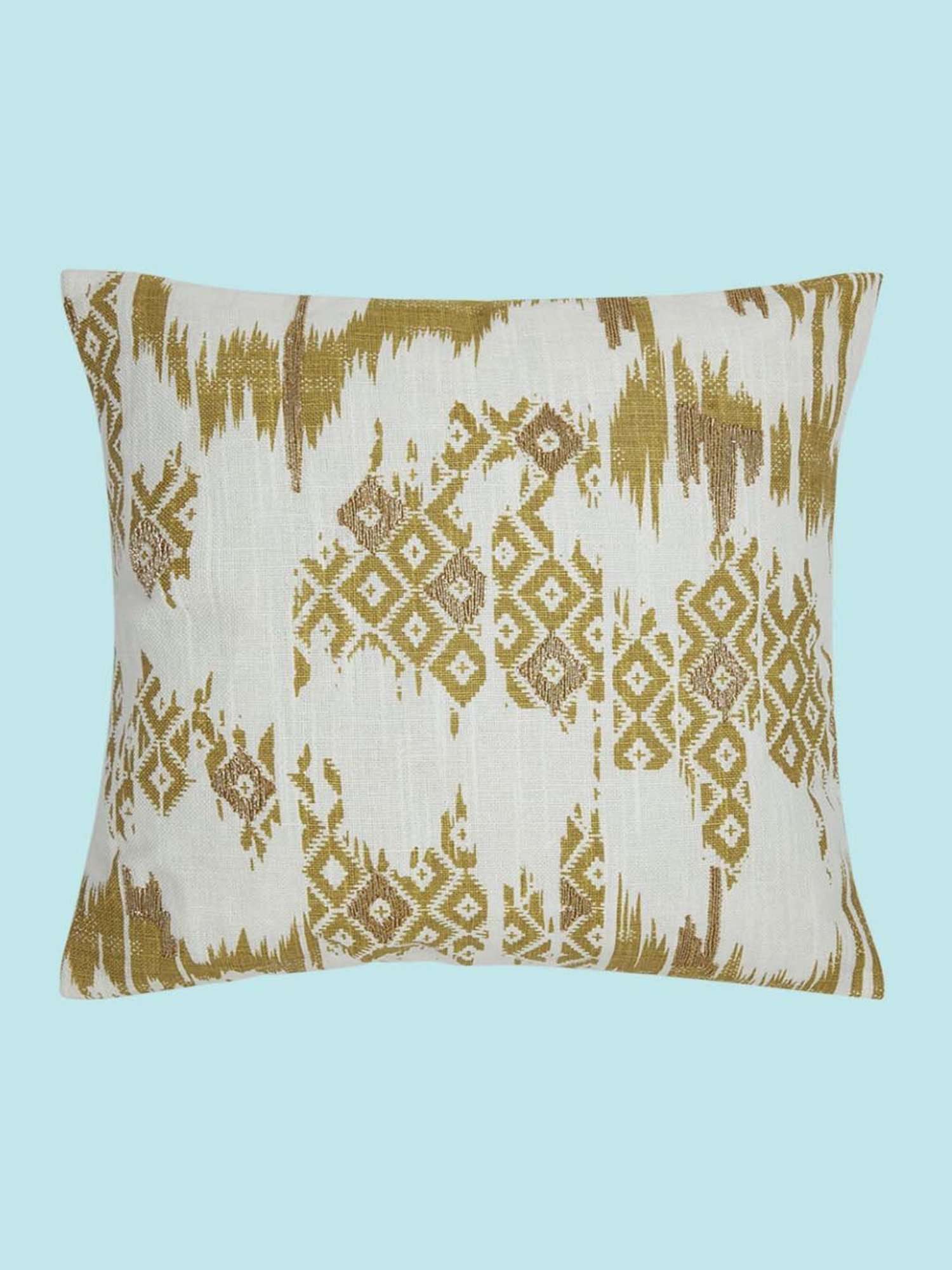 Living Scapes by Pantaloons Yellow Cotton Cushion Cover
