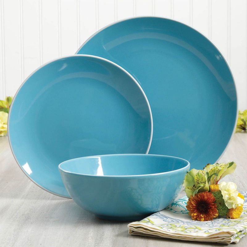 Gibson Home Pandora 12 Piece Ceramic Dinnerware Set in Blue