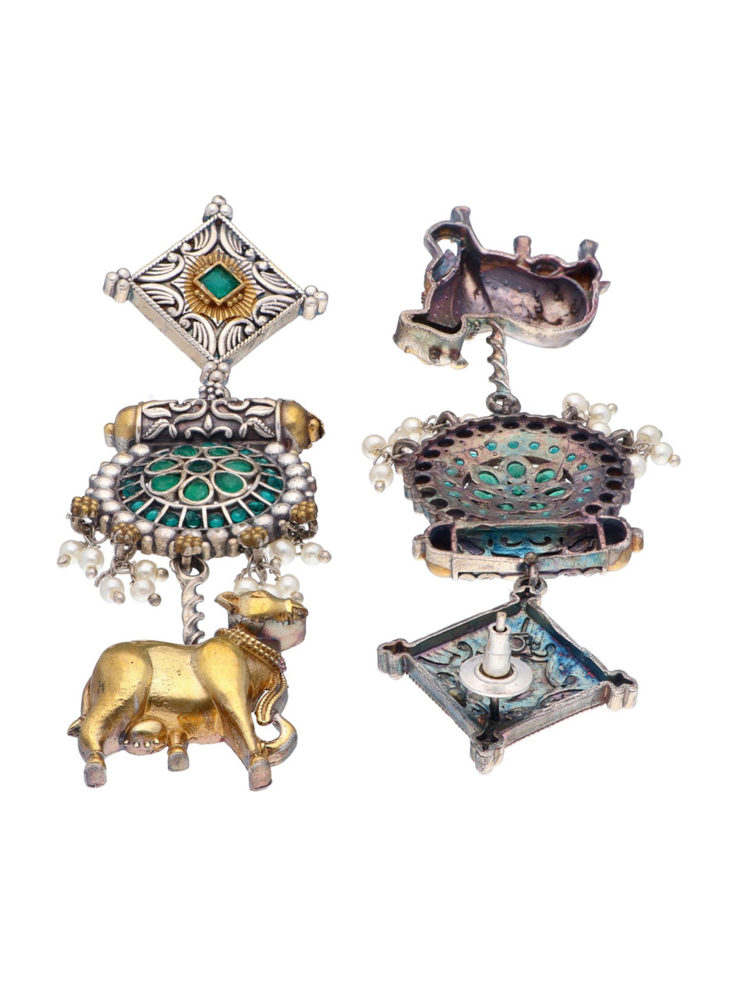 Curio Cottage Aria Dual Tone Nandi Dangler Earrings