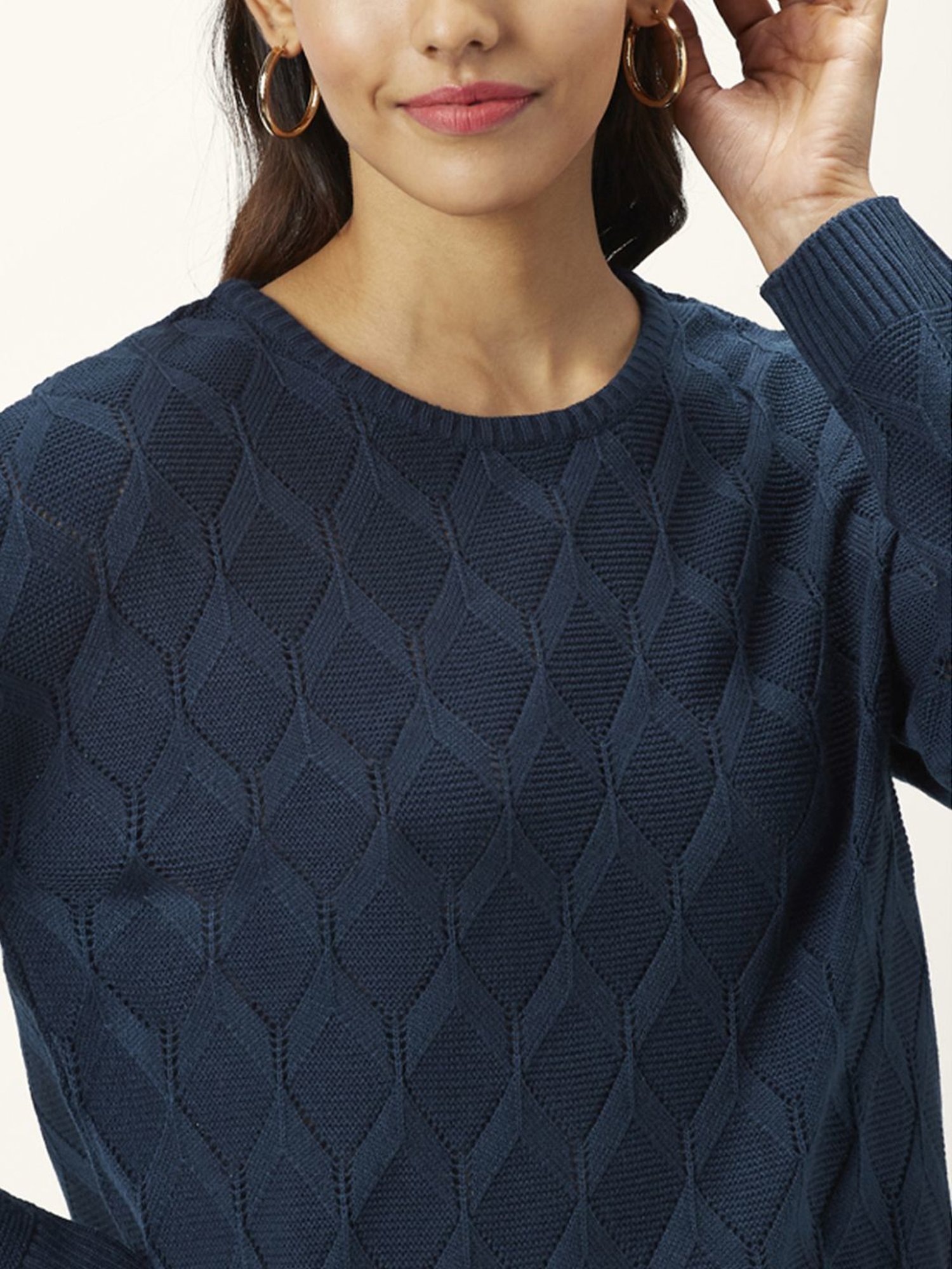 Honey by Pantaloons Blue Self Pattern Sweater