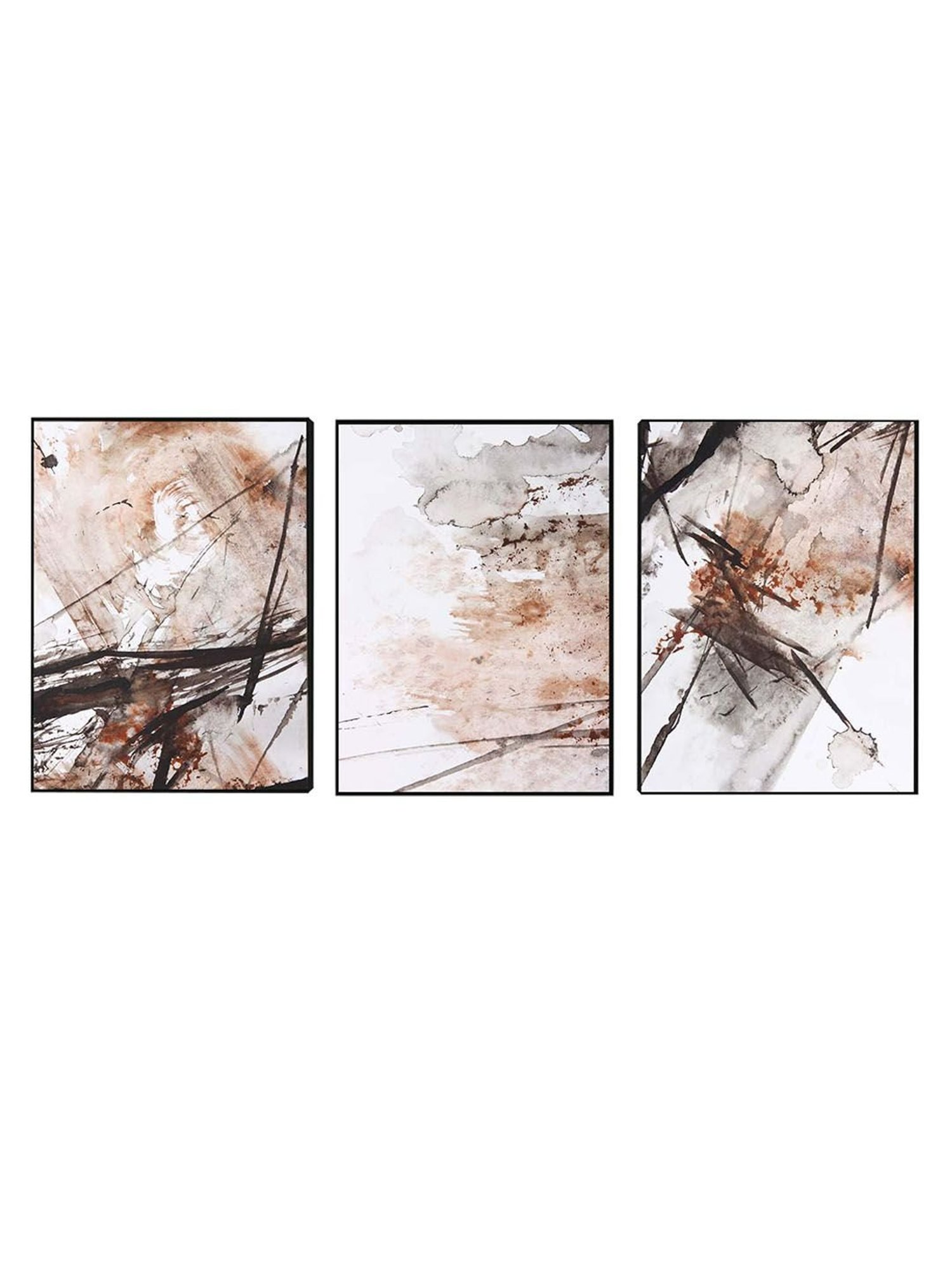 Art Street Brush Stoke Printed White Engineered Wood Wall Art (Set of 3)