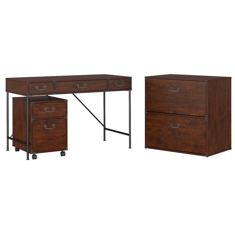 kathy ireland Home by Bush Furniture Writing Desk 2 Drawer Mobile File and Lateral File Coastal