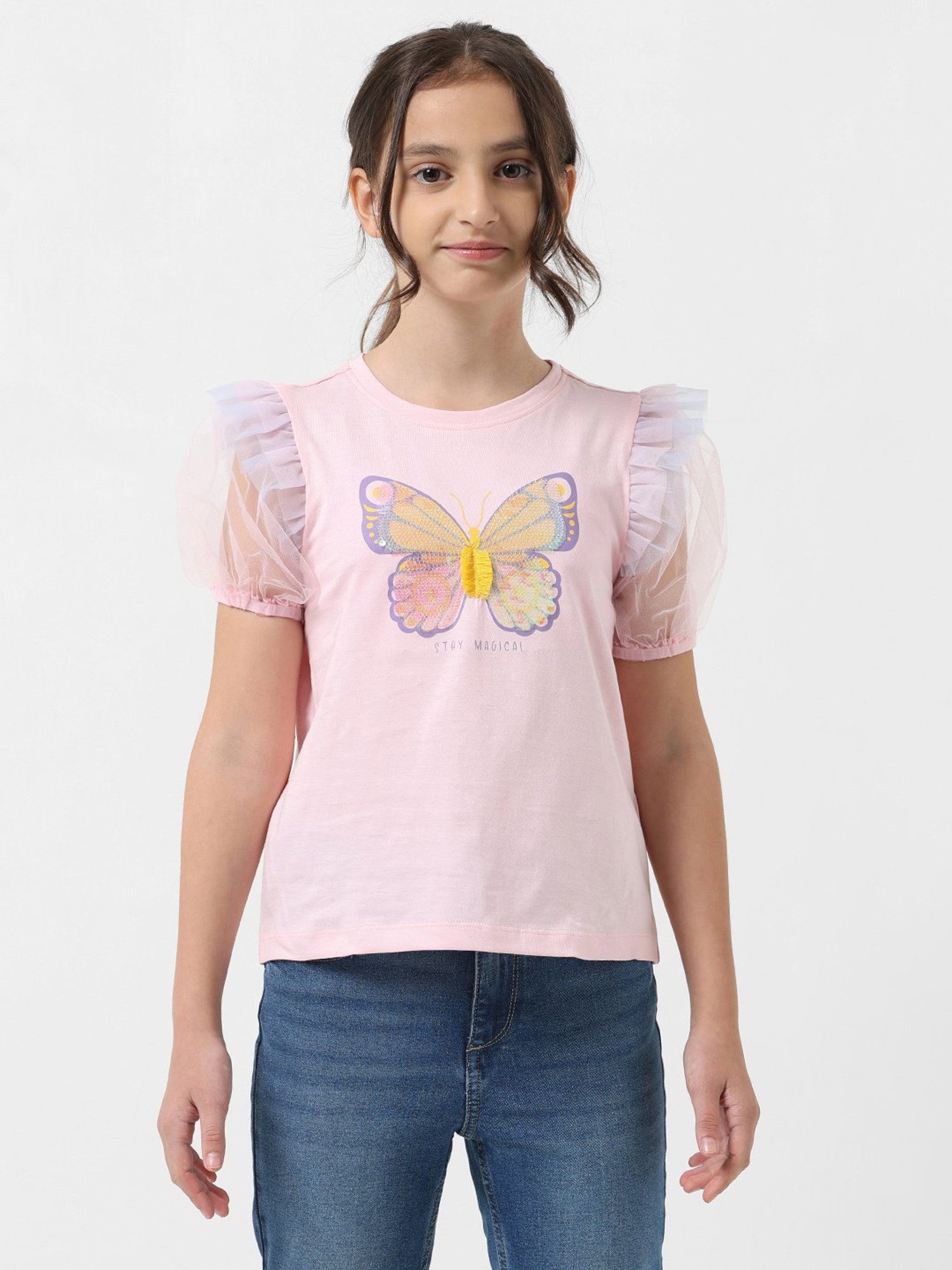 VERO MODA GIRL Pink Embellished Top