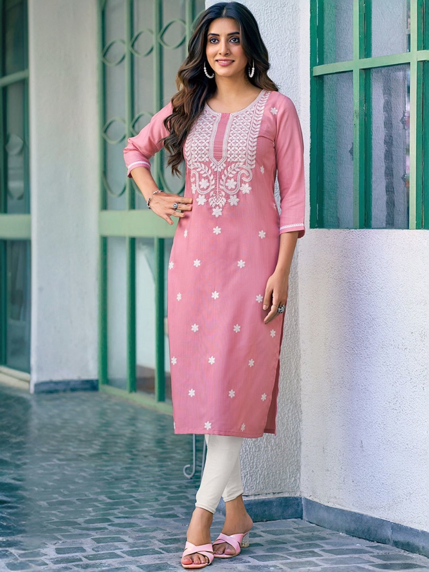 Saffron Threads Black Printed Straight Kurta