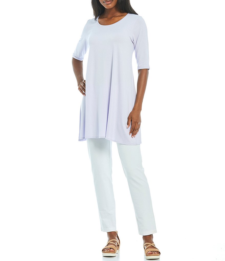 Eileen Fisher Jersey Elbow Sleeve Scoop Neck Tunic