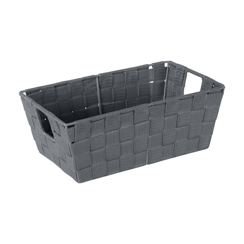 Simplify Small 6.5" Woven Strap Storage Bin Gray