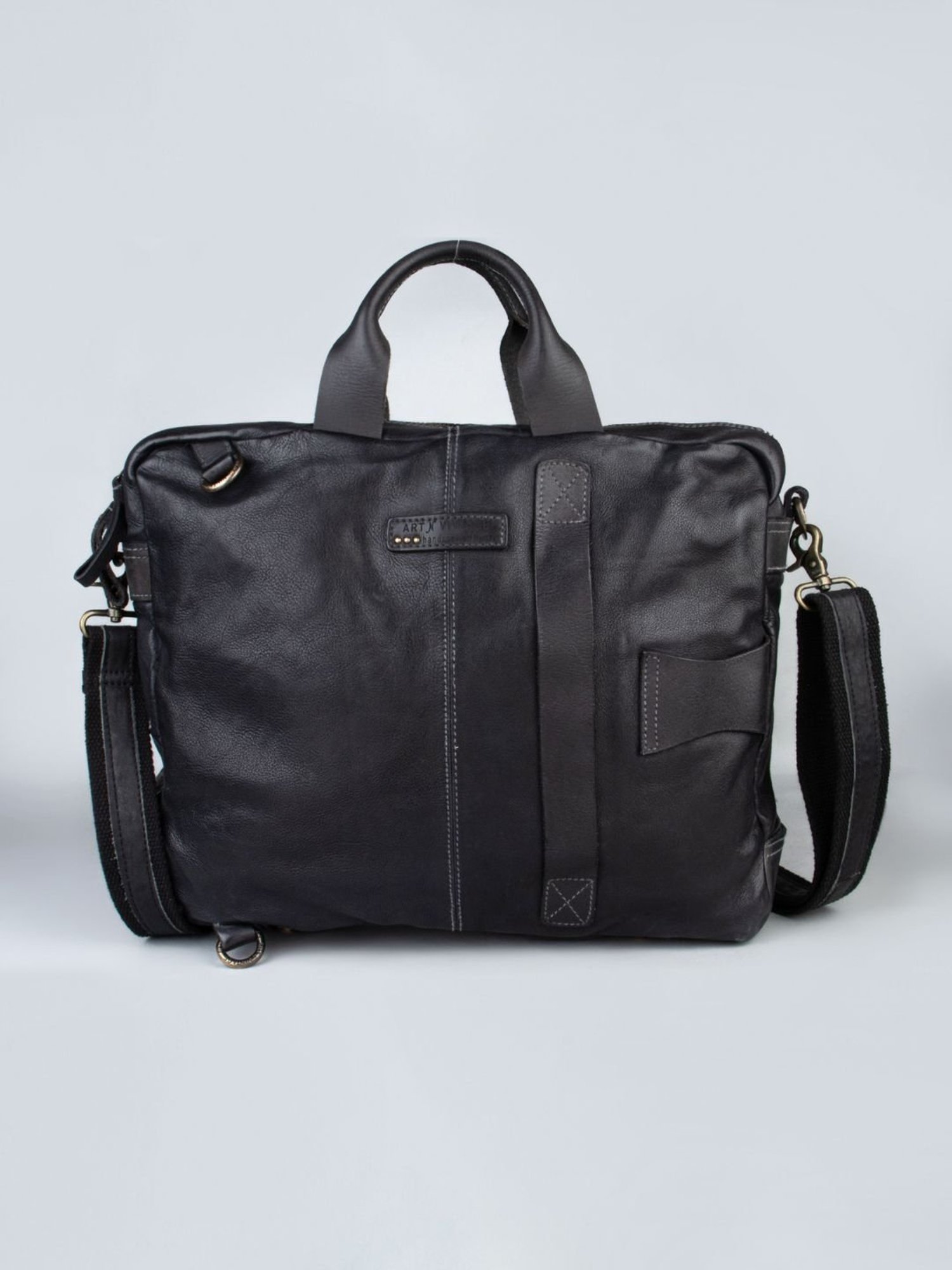 Art N Vintage Enfield Vintage Black Leather Solid Large Laptop Messenger Bag