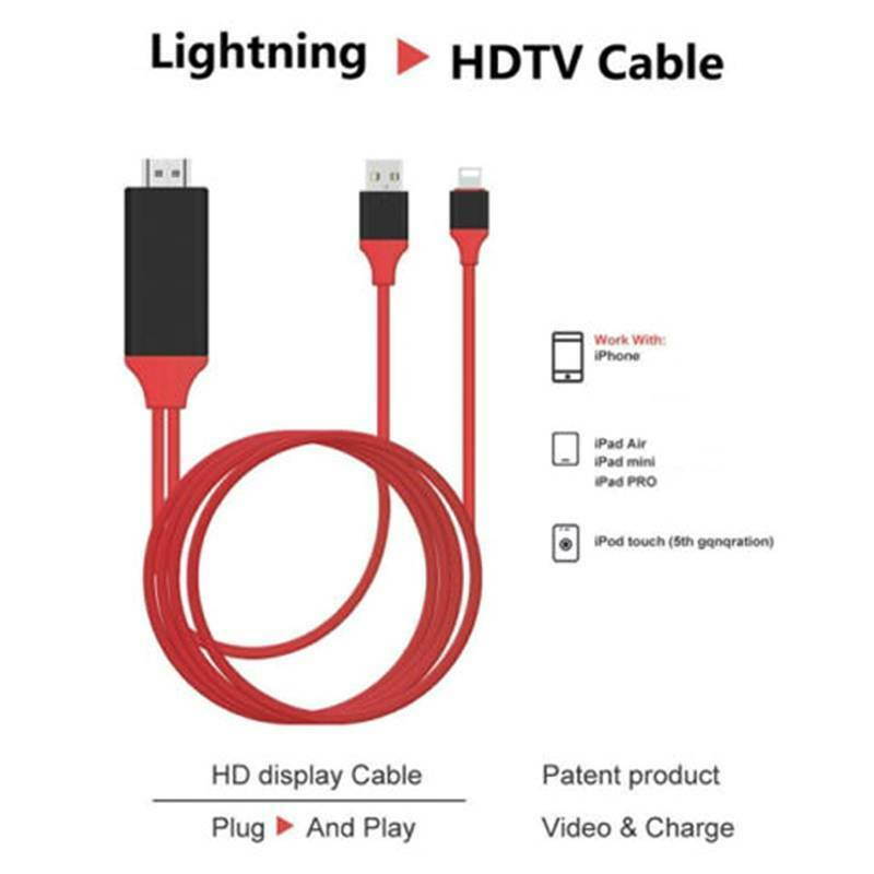 Lightning to HDMI Cable Adapter, For iPhone 11 Pro XR XS Max 8 7 6 to HDMI Cable 1080P AV Adapter Cable 6.6feet for Apple iPhone, iPad, iPod, Projector, TV and More