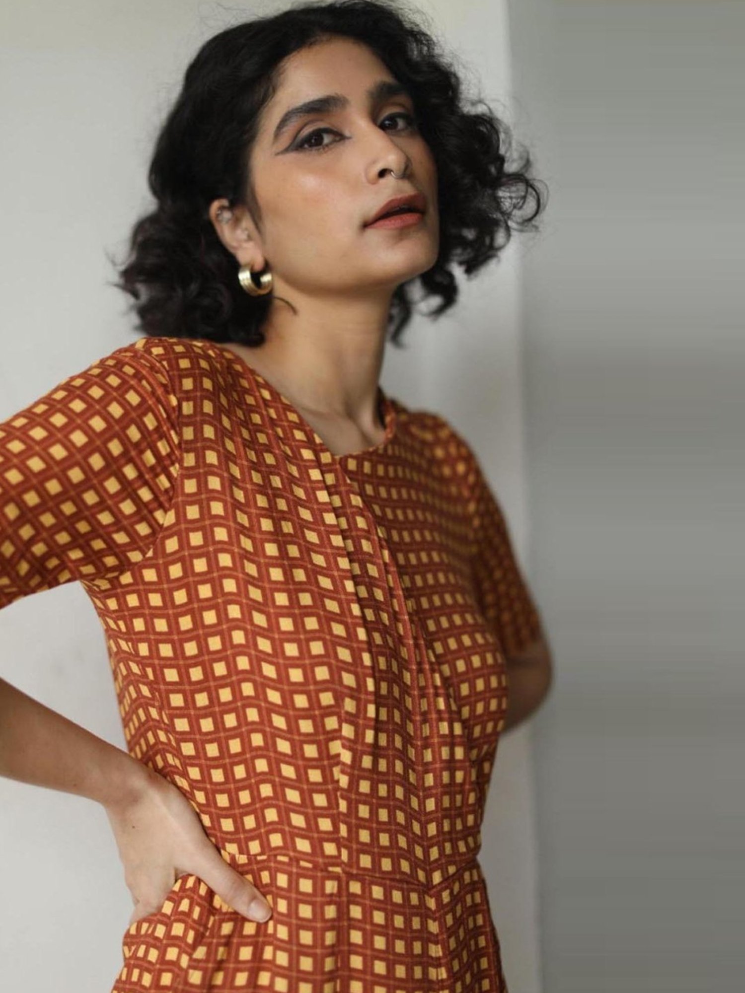 Qua Brown & Yellow The Kom Jumpsuit