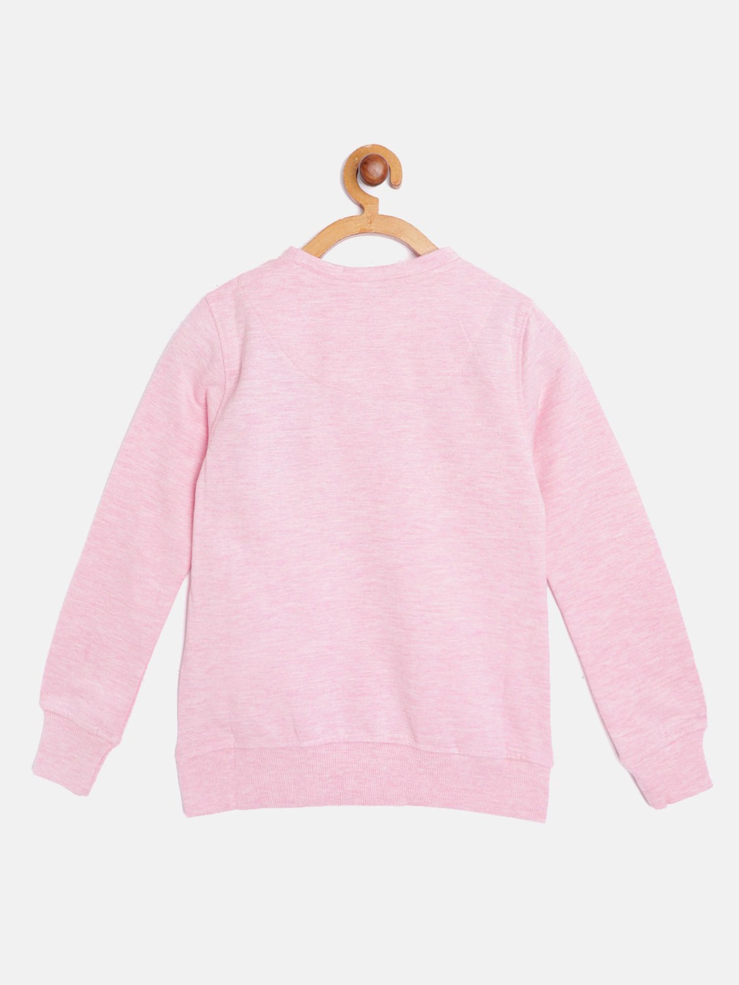 Sweet Dreams Girls Pink Printed Full Sleeves Sweater