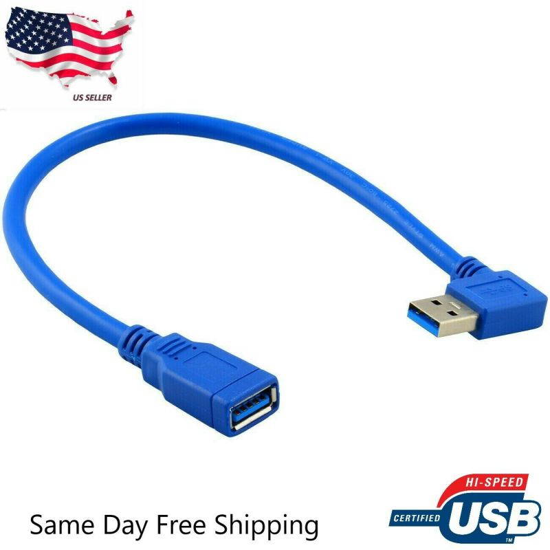 USB 3.0 Right Angle Male to USB 3.0 Female Extension Cable 1 FT