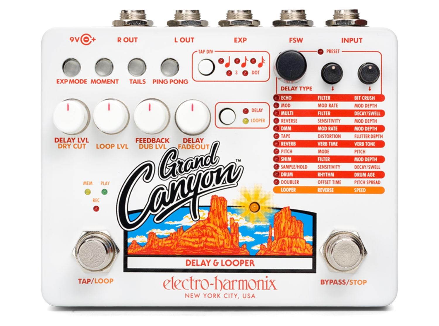 Electro-Harmonix Grand Canyon Delay & Looper Guitar Effects Pedal