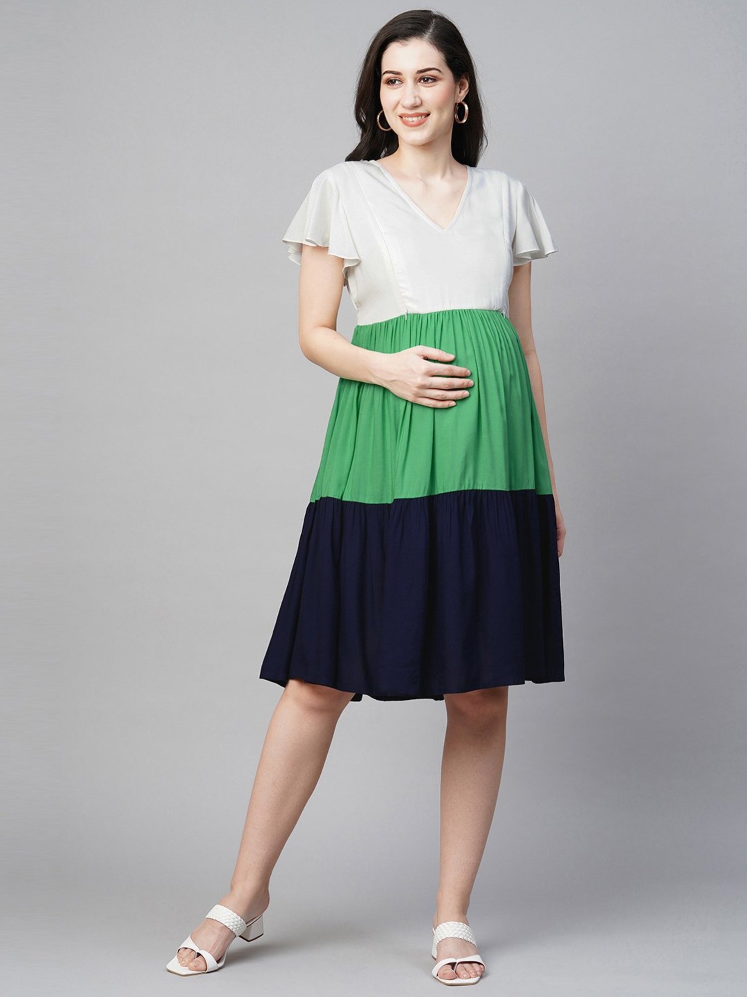 MomToBe Multicolored Color-Block Maternity Dress