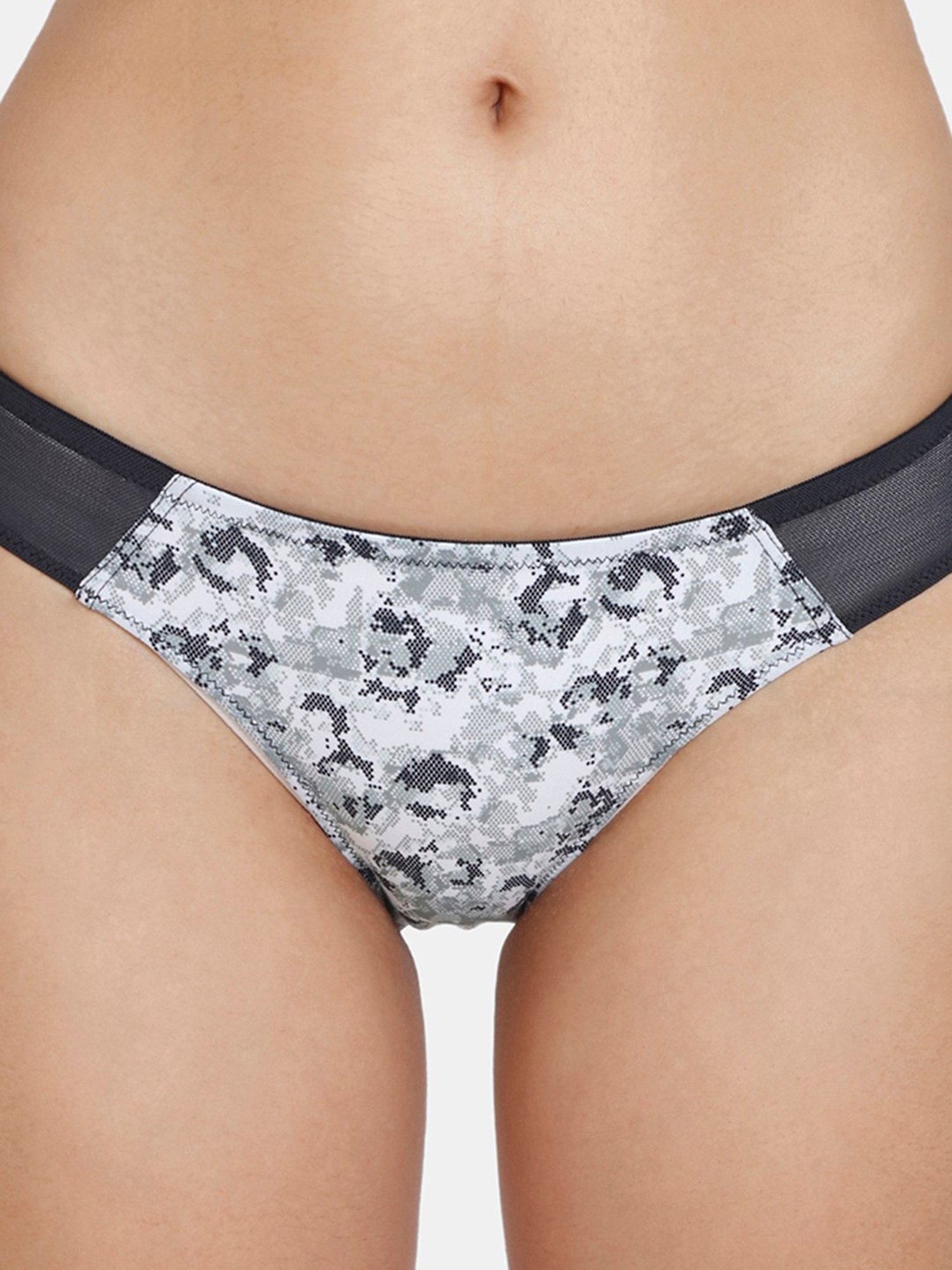 Zivame Grey Printed Bikini Panty